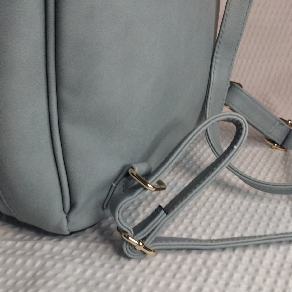 Big Buddha Light Gray-Blue Backpack with Gold Zippers - Picture 6 of 13